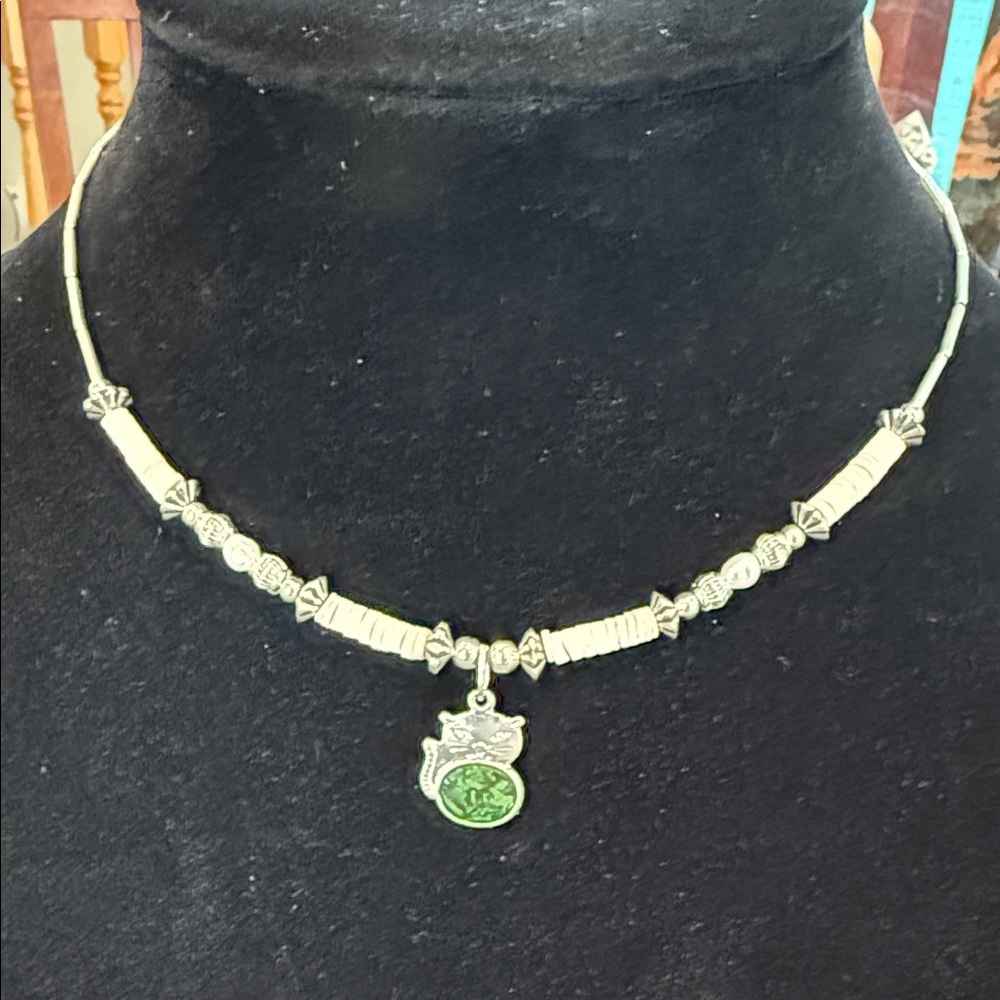 Silver Cat Charm Necklace